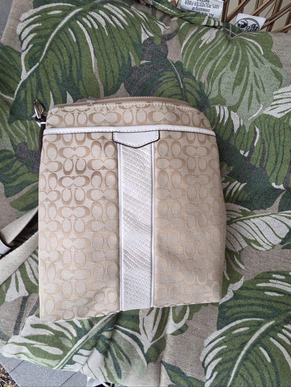 Coach Signature Crossbody with White Snake Embossed Accent Stripe Swingpack